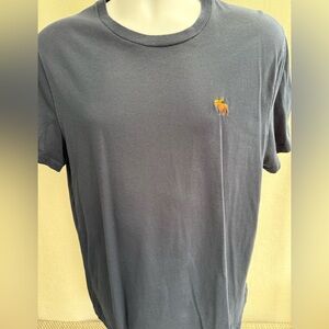 Abercrombie & Fitch Black Short-Sleeve Crewneck Tee with Orange Moose Logo